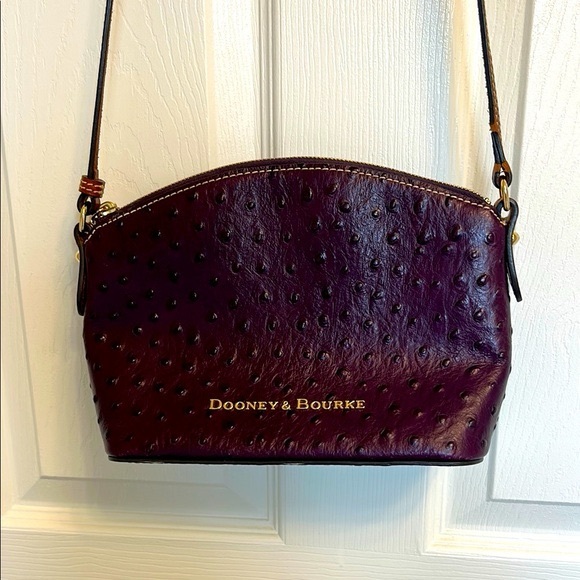 Dooney & Bourke Handbags - Dooney amp Bourke Purple OstrichEmbossed Crossbody Bag